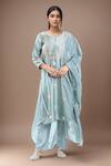 Buy_Naintara Bajaj_Grey Chanderi , Kota Doria, Bandhani Printed Kurta And Pant Set_at_Aza_Fashions