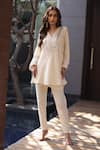 Buy_Nazar By Indu_Ivory Designer Tunic & Tapered Pant Set _at_Aza_Fashions
