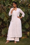 Nazar By Indu_Embroidered White Kurta & Palazzo Set _Online_at_Aza_Fashions