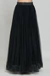 Samyukta Singhania_Black Net, Organza, Crepe, Hand Embellished Ruched Blouse Lehenga Set _Online_at_Aza_Fashions