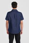 Shop_PERONA_Navy Linen, Cotton Designer Charlie Shirt _at_Aza_Fashions
