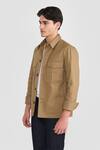 Buy_PERONA_Brown Tencel, Cotton Tobacco Derel Designer Jacket _Online_at_Aza_Fashions