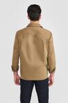 Shop_PERONA_Brown Tencel, Cotton Tobacco Derel Designer Jacket _at_Aza_Fashions