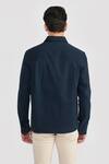 Shop_PERONA_Navy Tencel, Cotton Derel Designer Jacket _at_Aza_Fashions