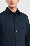 Shop_PERONA_Navy Tencel, Cotton Derel Designer Jacket _Online_at_Aza_Fashions