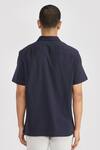 Shop_PERONA_Navy Cotton Designer Shirt _at_Aza_Fashions