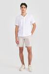 PERONA_White Linen Otto Designer Shirt _Online_at_Aza_Fashions