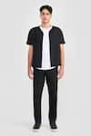 PERONA_Black Linen Otto Shirt _Online_at_Aza_Fashions