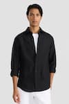 Buy_PERONA_Black Linen Ronan Shirt _at_Aza_Fashions
