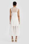 Shop_PERONA_White Polyester Embroidery Round Neck Designer Angela Dress _at_Aza_Fashions