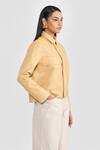 Buy_PERONA_Yellow Leather Collared Chloe Lamb Jacket _Online_at_Aza_Fashions