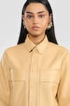 Shop_PERONA_Yellow Leather Collared Chloe Lamb Jacket _Online_at_Aza_Fashions