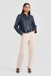 PERONA_Navy Leather Collared Azalia Jacket _Online_at_Aza_Fashions