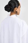PERONA_White Linen High Neck Elizabeth Dress _Online_at_Aza_Fashions
