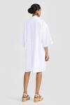 Shop_PERONA_White Linen High Neck Elizabeth Dress _at_Aza_Fashions