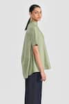 Shop_PERONA_Green Cotton Mandarin Collar Sage Designer Shirt _Online_at_Aza_Fashions