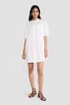 Buy_PERONA_White Cotton High Neck Kiana Dress _at_Aza_Fashions
