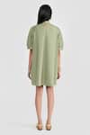 Shop_PERONA_Green Cotton Round Neck Sage Designer Dress _at_Aza_Fashions