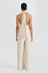 Shop_PERONA_Beige Linen Halter Neck Leilani Jumpsuit _at_Aza_Fashions