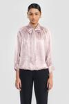 Buy_PERONA_Rose Gold Polyester Open Neck Maya Designer Top _at_Aza_Fashions