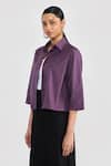 Buy_PERONA_Purple Cotton Collared Midnight Plum Penny Shirt _Online_at_Aza_Fashions