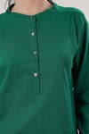 Naintara Bajaj_Emerald Green Cotton Round Neck Top And Pant Set _Online_at_Aza_Fashions