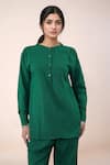 Naintara Bajaj Emerald Green Cotton Round Neck Top And Pant Set at Aza Fashions Naintara Bajaj_Emerald Green Cotton Round Neck Top And Pant Set _at_Aza_Fashions