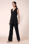 Buy_Samyukta Singhania_Black Cotton V-neck Top And Pant Set _Online_at_Aza_Fashions