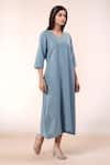 Shop_Naintara Bajaj_Blue Cotton V-neck Dress _Online_at_Aza_Fashions