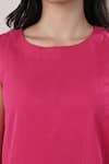 Naintara Bajaj_Fuchsia Cotton Round Neck Top And Pant Set _Online_at_Aza_Fashions