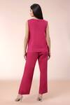 Shop Naintara Bajaj Fuchsia Cotton Round Neck Top And Pant Set at Aza Fashions Shop_Naintara Bajaj_Fuchsia Cotton Round Neck Top And Pant Set _at_Aza_Fashions
