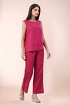 Naintara Bajaj Fuchsia Cotton Round Neck Top And Pant Set at Aza Fashions Naintara Bajaj_Fuchsia Cotton Round Neck Top And Pant Set _at_Aza_Fashions