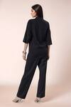 Shop_Samyukta Singhania_Black Cotton Mandarin Collar Shirt And Pant Set _at_Aza_Fashions