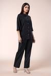 Buy_Samyukta Singhania_Black Cotton Mandarin Collar Shirt And Pant Set _Online_at_Aza_Fashions
