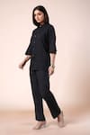 Shop_Samyukta Singhania_Black Cotton Mandarin Collar Shirt And Pant Set _Online_at_Aza_Fashions