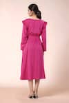 Shop_Samyukta Singhania_Pink Cotton Round Neck Designer Dress With Ruffle Sleeves _at_Aza_Fashions