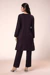 Shop_Samyukta Singhania_Wine Rayon, Cotton V-neck Kurta Pant Set _at_Aza_Fashions