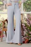 Shop_Parul And Preyanka_Blue Silk Organza, Crepe Fabric Flowers, Beads Ice Designer Shirt And Pant Set _Online_at_Aza_Fashions