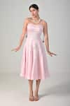 Buy_Baani Khurana_Pink Satin, Linen Pearls Scoop Neck Embroidered Dress _at_Aza_Fashions
