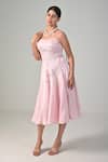 Shop_Baani Khurana_Pink Satin, Linen Pearls Scoop Neck Embroidered Dress _Online_at_Aza_Fashions
