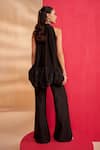 Shop_Aakansha Gupta_Black Chanderi Embroidery Open Neck Designer Co-ord Set _at_Aza_Fashions