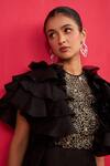 Shop_Aakansha Gupta_Black Organza Embroidery Round Neck Twilight Co-ord Set _Online_at_Aza_Fashions