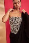 Buy_Aakansha Gupta_Black Silk, Chiffon, Georgette Beads, Sequins Designer Zara Drape Saree Set _Online_at_Aza_Fashions