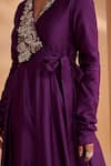 Aakansha Gupta_Purple Chanderi, Tulle Sequins, Beads V-neck Designer Anarkali Set _Online_at_Aza_Fashions