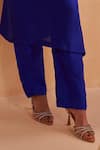 Aakansha Gupta_Blue Silk Embroidery Round Neck Designer Amaris Kurta Set _Online_at_Aza_Fashions