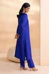 Shop_Aakansha Gupta_Blue Silk Embroidery Round Neck Designer Amaris Kurta Set _at_Aza_Fashions