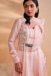 Buy_Aakansha Gupta_Pink Organza, Chanderi, Satin, Tulle Embroidery, Designer Aisle Anarkali Set _Online_at_Aza_Fashions