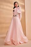Shop_Aakansha Gupta_Pink Organza, Chanderi, Satin, Tulle Embroidery, Designer Aisle Anarkali Set _Online_at_Aza_Fashions