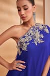 Shop_Aakansha Gupta_Blue Organza Embroidery Asymmetric Irisa Designer Kurta Pant Set _Online_at_Aza_Fashions