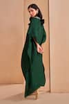Shop_Aakansha Gupta_Green Silk Embroidery Round Neck Glade Kaftan Dress _at_Aza_Fashions
